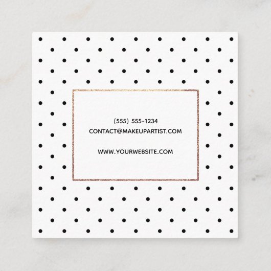 Modern Polka Dots make-up Mode Beauty Vierkante Visitekaartje (Achterkant)