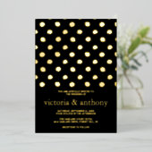 Modern Polka Dots Wedding Real Folie Uitnodiging (Staand Voorkant)