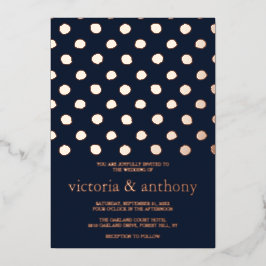 Modern Polka Dots Wedding Real Folie Uitnodiging