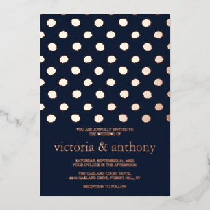 Modern Polka Dots Wedding Real Folie Uitnodiging