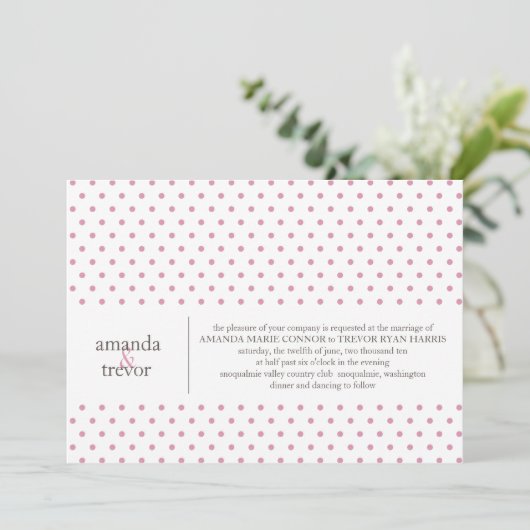 Modern Polka Dots Wedding Uitnodiging (Staand voorkant)