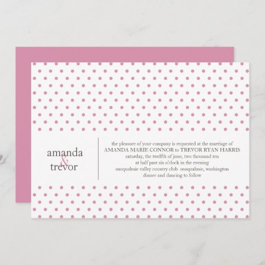 Modern Polka Dots Wedding Uitnodiging (Voorkant / Achterkant)