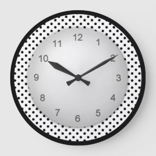 Modern Polkadot Black en White Grote Klok