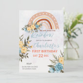 Modern Pompas Grass Retro Rainbow Boho Birthday Kaart (Staand voorkant)