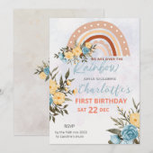 Modern Pompas Grass Retro Rainbow Boho Birthday Kaart (Voorkant / Achterkant)