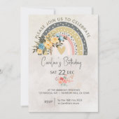 Modern Pompas Grass Retro Rainbow Boho Birthday Kaart (Voorkant)