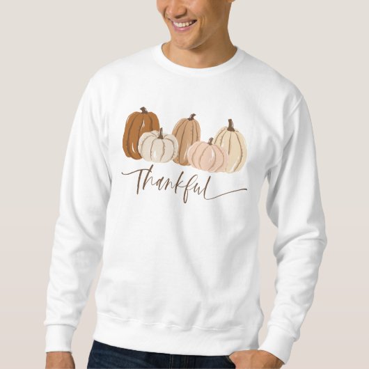 Modern pompoen dankbaar Thanksgiving sweatshirt (Voorkant)