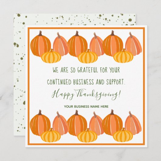 Modern pompoen Happy Thanksgiving Holiday Kaart (Voorkant / Achterkant)