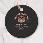 Modern pompoen zwart Sinaasappel Halloween Party Bedankjes Labels (Achterkant)