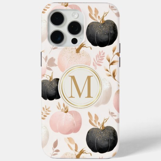 Modern pompoenmonogram – gepersonaliseerd Initiaal Case-Mate iPhone Case (Achterkant)