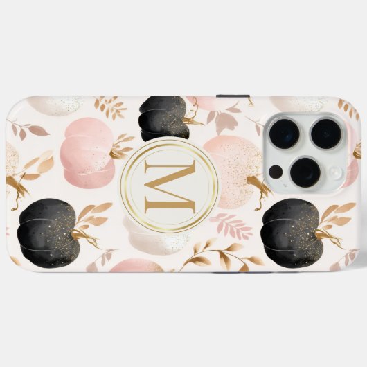 Modern pompoenmonogram – gepersonaliseerd Initiaal Case-Mate iPhone Case (Achterkant (horizontaal))