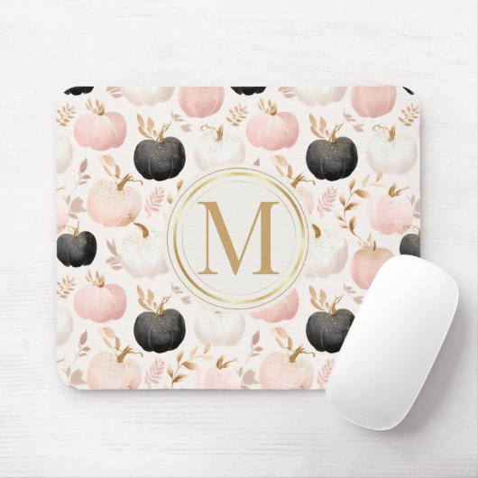 Modern pompoenmonogram – gepersonaliseerd Initiaal Muismat (Met muis)