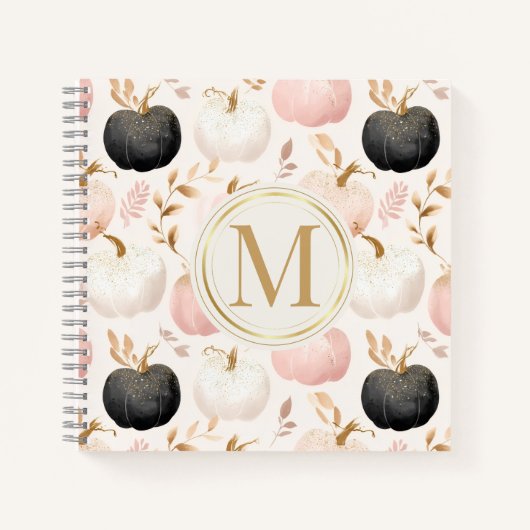 Modern pompoenmonogram – gepersonaliseerd Initiaal Notitieboek (Voorkant)