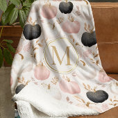 Modern pompoenmonogram – gepersonaliseerd Initiaal Sherpa Deken