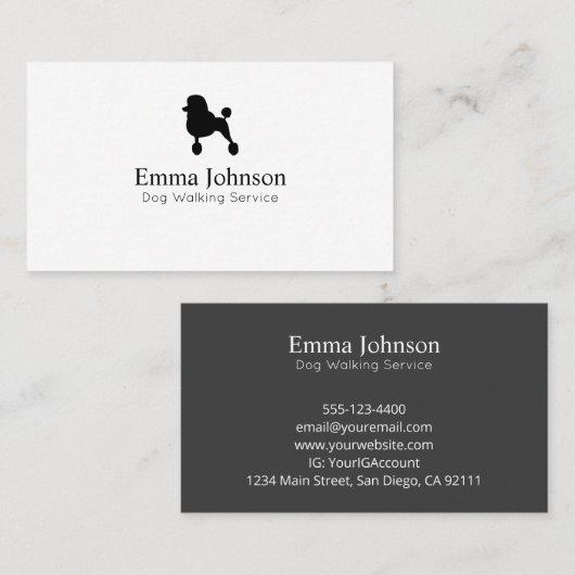 Modern Poodle Logo hondenlopen Visitekaartje (Voorkant / Achterkant)