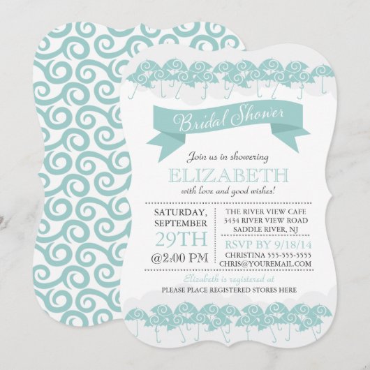 Modern Pool Blue Umbrella Vrijgezellenfeest Kaart (Voorkant / Achterkant)