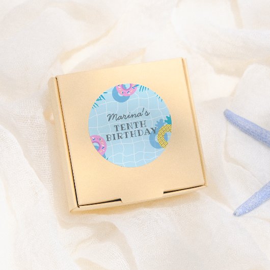 Modern Pool Party Birthday Ronde Sticker