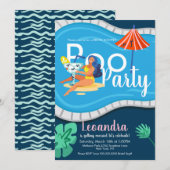 Modern Pool Party Vrijgezellenfeest Uitnodiging vo (Voorkant / Achterkant)