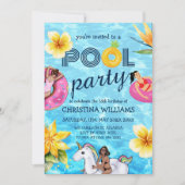 Modern Pool Party Zomer Meisje Verjaardag Kaart (Voorkant)