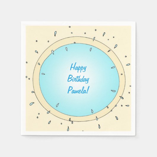 Modern Pool Splash gepersonaliseerde verjaardag se Servet (Voorkant)