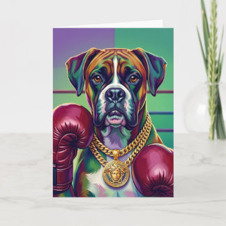 Modern Pop Art Boxer Dog Boxing Athlete Bedankkaart