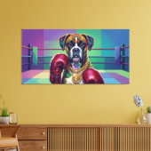 Modern Pop Art Boxer Dog Boxing Athlete Canvas Afdruk (Insitu (Woonkamer))