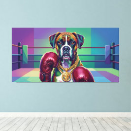 Modern Pop Art Boxer Dog Boxing Athlete Canvas Afdruk