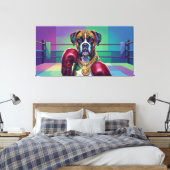 Modern Pop Art Boxer Dog Boxing Athlete Canvas Afdruk (Insitu (Slaapkamer))