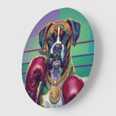 Modern Pop Art Boxer Dog Boxing Athlete Grote Klok (Hoek)