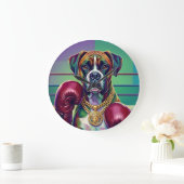 Modern Pop Art Boxer Dog Boxing Athlete Grote Klok (Huis)