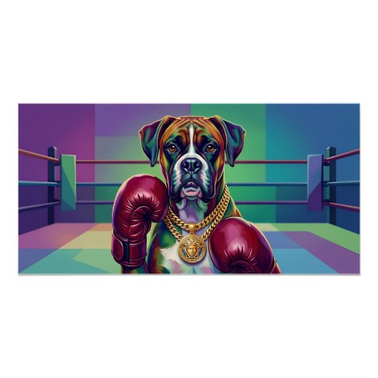 Modern Pop Art Boxer Dog Boxing Athlete Perfect Poster (Voorkant)
