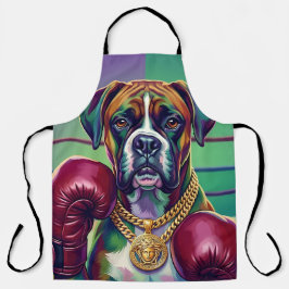 Modern Pop Art Boxer Dog Boxing Athlete Schort
