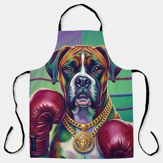 Modern Pop Art Boxer Dog Boxing Athlete Schort (Voorkant)