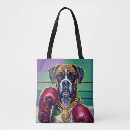 Modern Pop Art Boxer Dog Boxing Athlete Tote Bag (Voorkant)