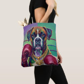 Modern Pop Art Boxer Dog Boxing Athlete Tote Bag (Dichtbij)