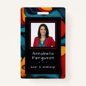 Modern Pop Art Retro Colorful Hair Makeup Badge (Voorkant)