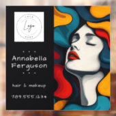 Modern Pop Art Retro Colorful Hair Makeup Logo Raamsticker (Vel 2)