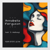 Modern Pop Art Retro Colorful Hair Makeup Raamsticker (Vel)