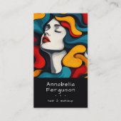 Modern Pop Art Retro Colorful Hair Makeup Visitekaartje (Voorkant)