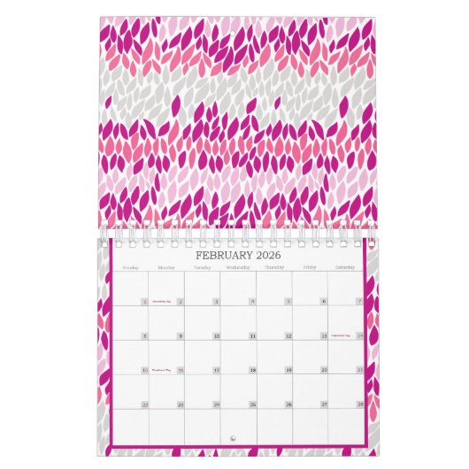 Modern Pop Bright eigentijds patroon Kalender (Feb 2026)