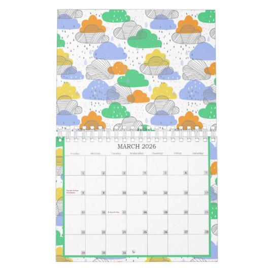 Modern Pop Bright eigentijds patroon Kalender (Mar 2026)