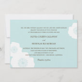 Modern Poppies Wedding Invitation - Aqua Blue Kaart (Voorkant)