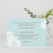 Modern Poppies Wedding Invitation - Aqua Blue Kaart (Staand voorkant)