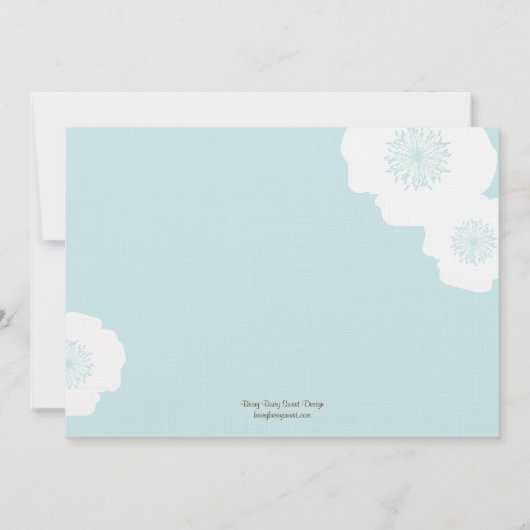 Modern Poppies Wedding Invitation - Aqua Blue Kaart (Achterkant)