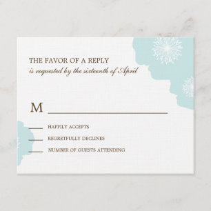 Modern Poppies Wedding RSVP-kaart - Aqua Blue RSVP Kaartje