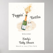 Modern Poppin Bottle Champagne Baby shower Welkom Poster (Voorkant)