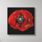 Modern Poppy Glitter Floral Elegant Rood en Zwart Canvas Afdruk (Voorkant)