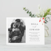 Modern Poppy Red Waterverf Flowers Bruiloft Kaart (Staand voorkant)