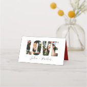 Modern Poppy Red Wedding Foto Plaatskaartje (Achterkant)