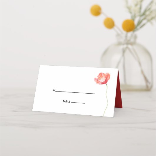 Modern Poppy Red Wedding Foto Plaatskaartje (Voorkant)